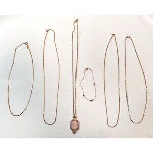 Gold Chain & Bracelet Set 15" to 19" Includes Pendant, Bracelet, 4 Necklaces